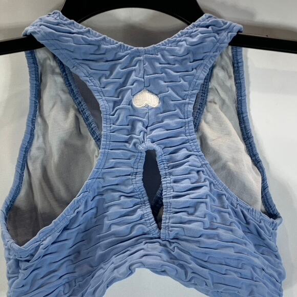 BOOTY BY BRABANT Women's Periwinkle Chrome Sculpt Textured V Top SZ OS - Picture 4 of 11